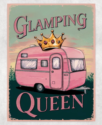Glamping queen pink caravan - pink,